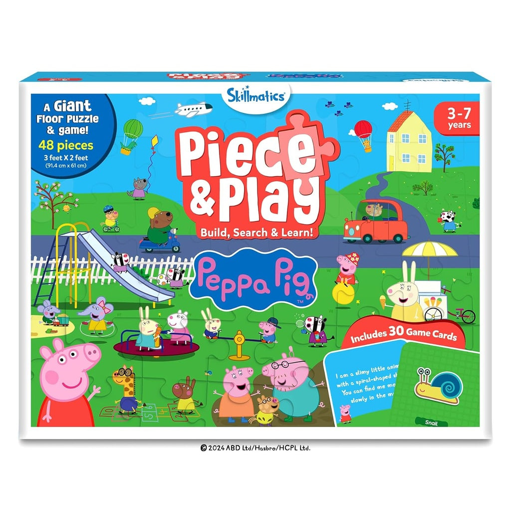 Skillmatics Piece & Play Peppa Pig Giant Floor Puzzle & Game for Kids | 48-Piece Puzzle with 30 Game Cards | Build, Search & Learn | Ages 3–7 Years