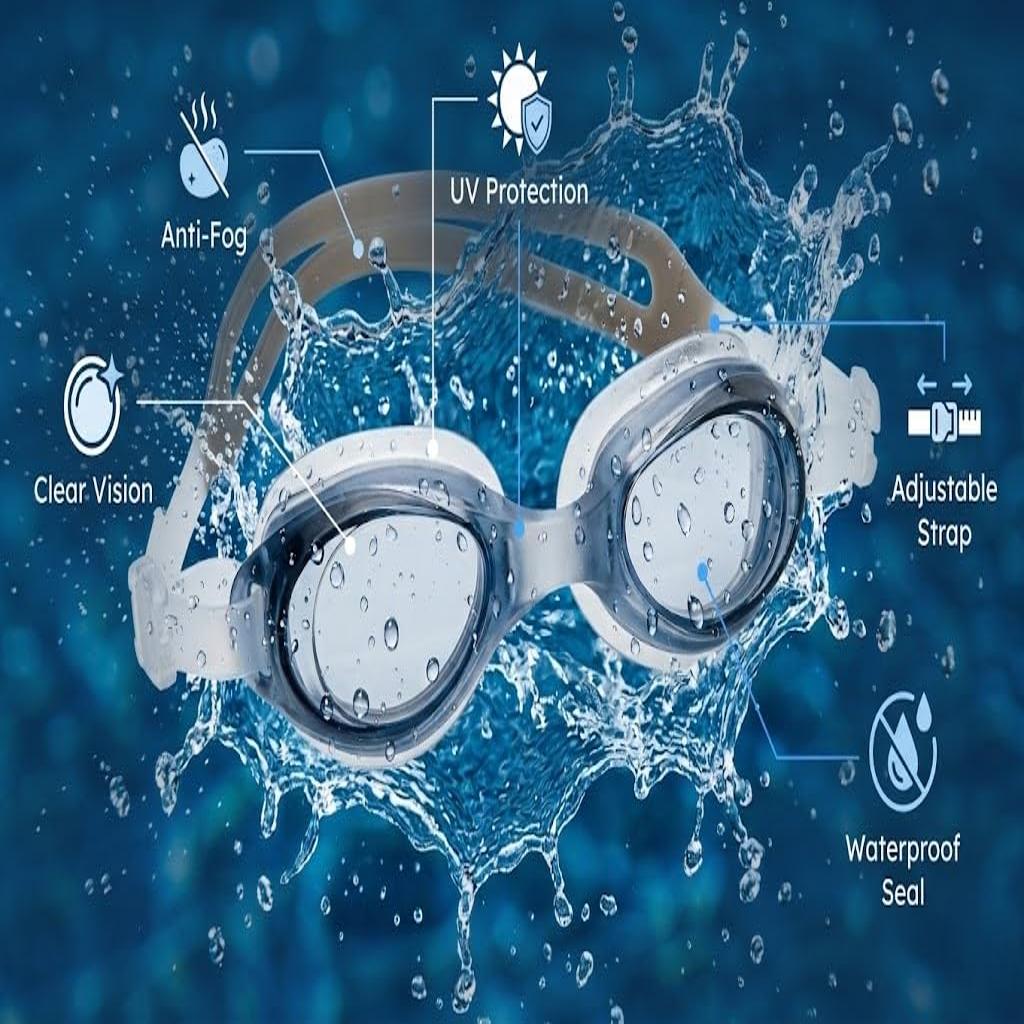 Swimming Goggles for Kids and Adults Anti Fog UV Protection Adjustable Strap Summer Swim Gear