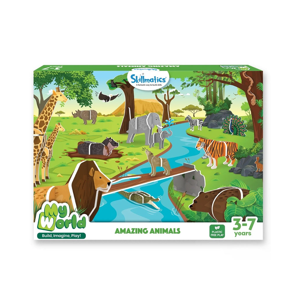 Skillmatics My World Amazing Animals Stem Building Toy Multicolor - 80+ Pieces