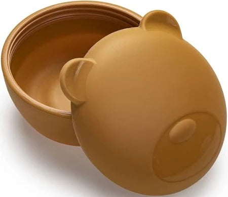 Melii Silicone Bowl with Lid & Utensils - Bear Brown