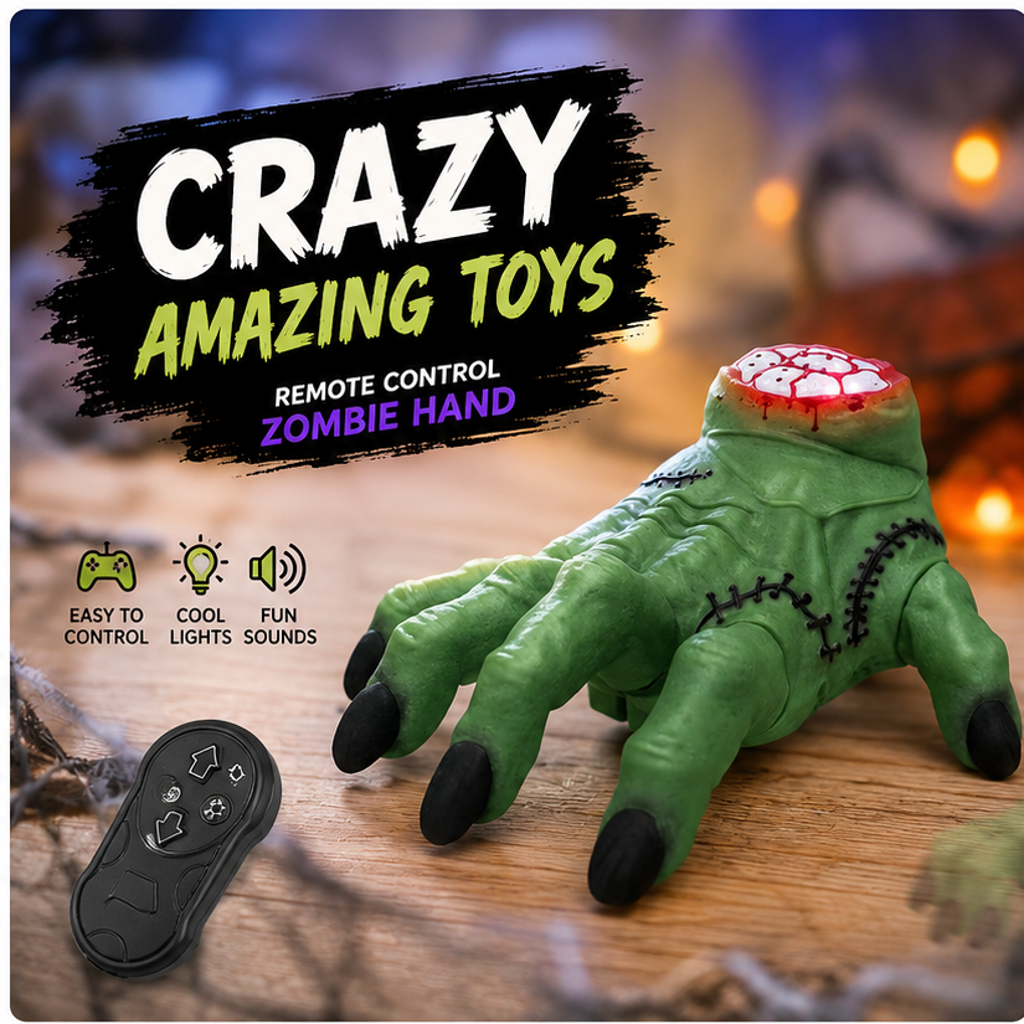 Remote Control Creepy Crawling Monster Hand Toy with LED Lights & Sound Effects for Kids