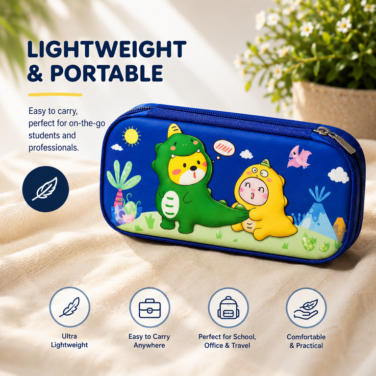 Kids Dinosaur Pencil Case – Hard Shell Large Capacity Stationery Organizer Box