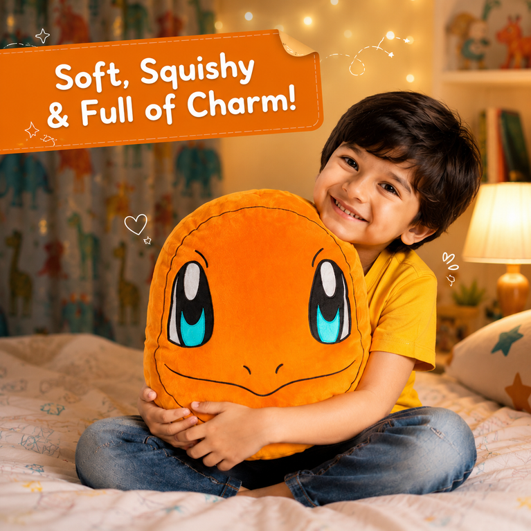 Cute Orange Character Plush Cushion – Ultra Soft Hug Pillow for Kids