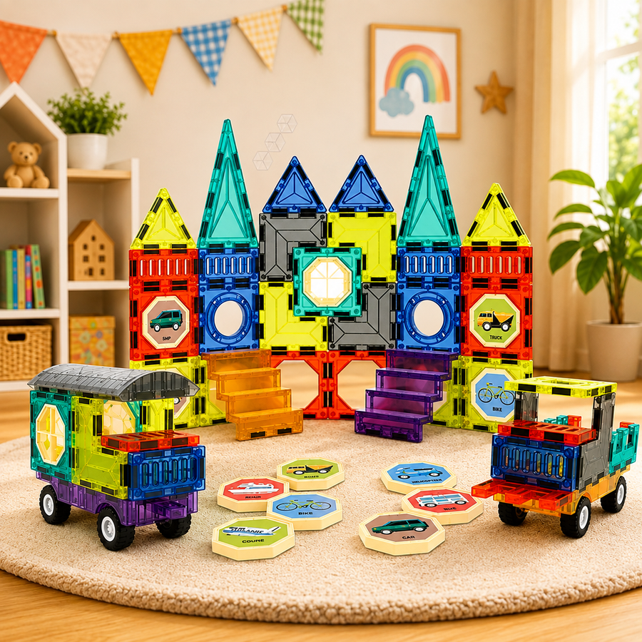 71-Piece 3D Building Blocks Magnetic Tiles ,Unlock Creativity With Master Builders Set-Multicolor