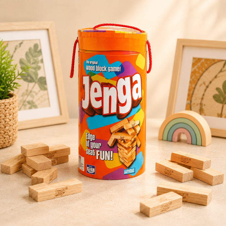 Wooden Tumbling Tower Block Game for Kids & Family | Classic Stacking & Balancing Game with Storage Bucket | Educational STEM Toy | 54 Wooden Blocks | Ages 6+