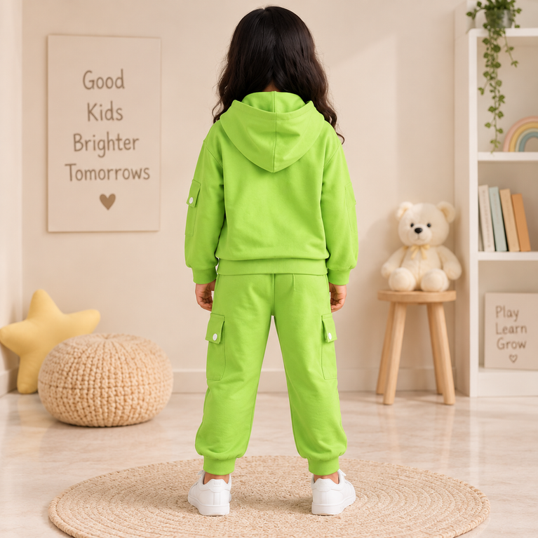 Green Cool Vibes Hoodie & Jogger Set | Kids Co-ord Set