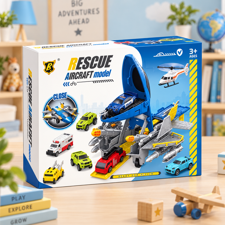 Rescue Aircraft Carrier Toy Set for Kids | Vehicle Playset