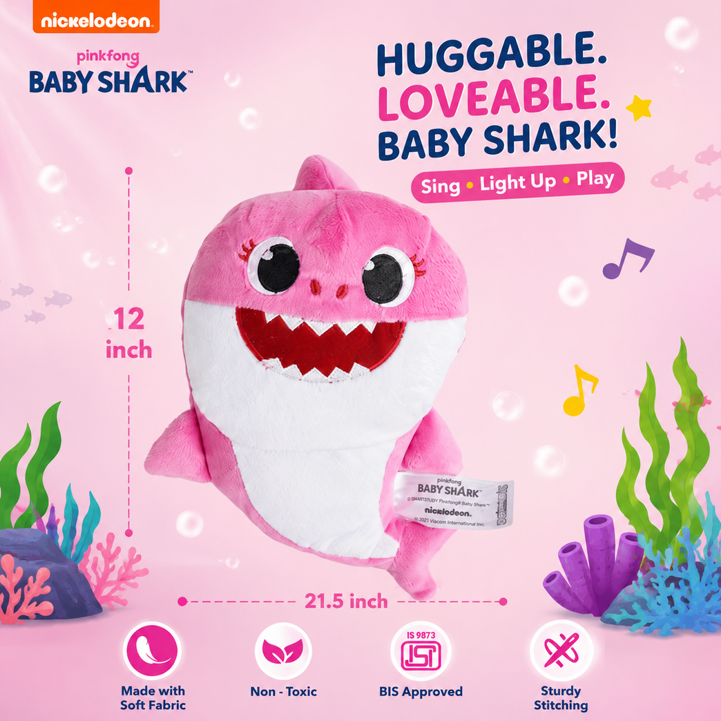 Pink Shark Plush Toy – Soft Ocean Animal Stuffed Toy for Kids