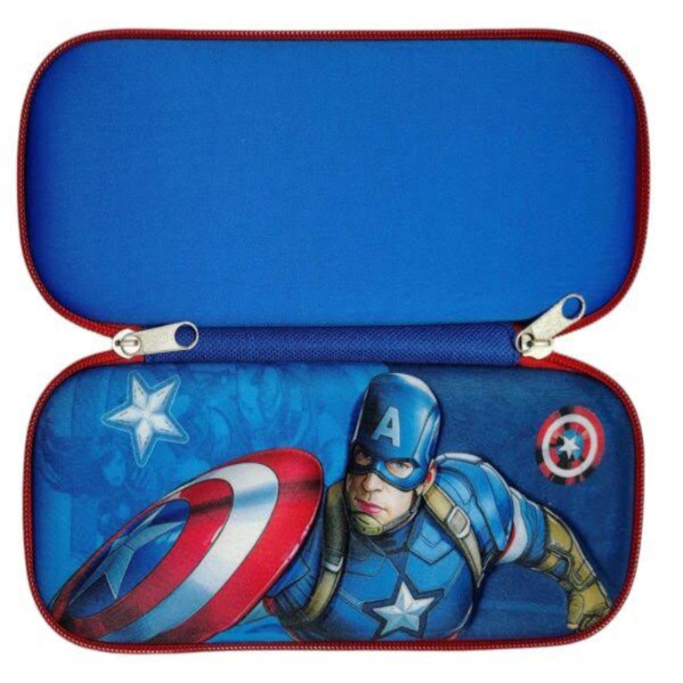 Kids Hard Shell Pencil Case with Spacious Storage & Durable Zip Closure – Blue & Red