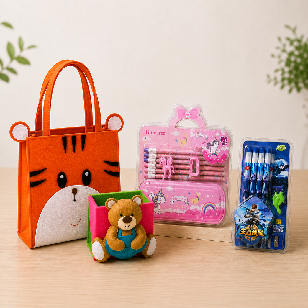 4-in-1 Kids School Essentials Bundle | Stationery Return Gift Set for Children