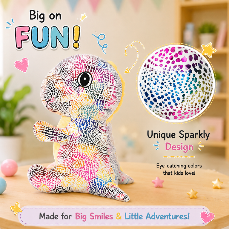 Nino’s Rainbow Dinosaur Plush Toy – Colorful Soft Stuffed Animal for Kids