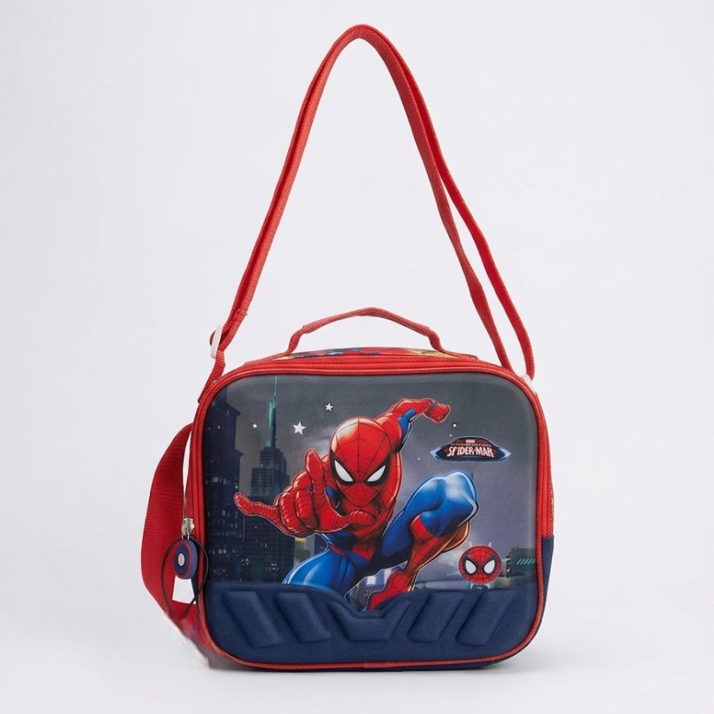 Kids Superhero Spiderman Insulated Lunch Bag with Adjustable Shoulder Straps