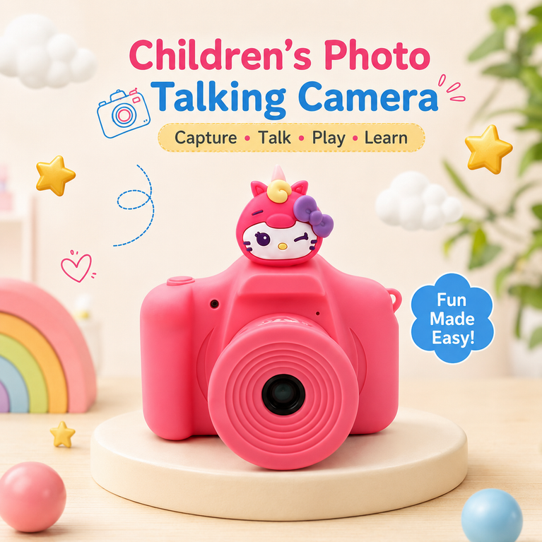 Kids Photo-Talking Digital Camera with Voice Recording & Story Playback – Cute Cartoon Children's Camera Toy
