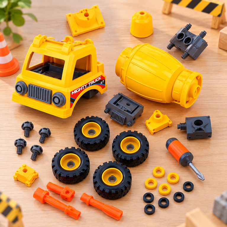 Mighty Machines Buildable Concrete Mixer Truck Toy for Kids
