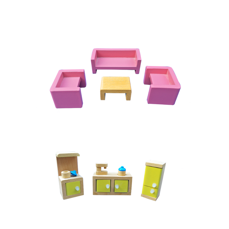 Hilife Premium Wooden Doll House for Kids – Multi-Level Playhouse with Furniture & Accessories | Eco-Friendly Wooden Pretend Play Toy for Girls & Boys | Montessori Role-Play Learning Toy