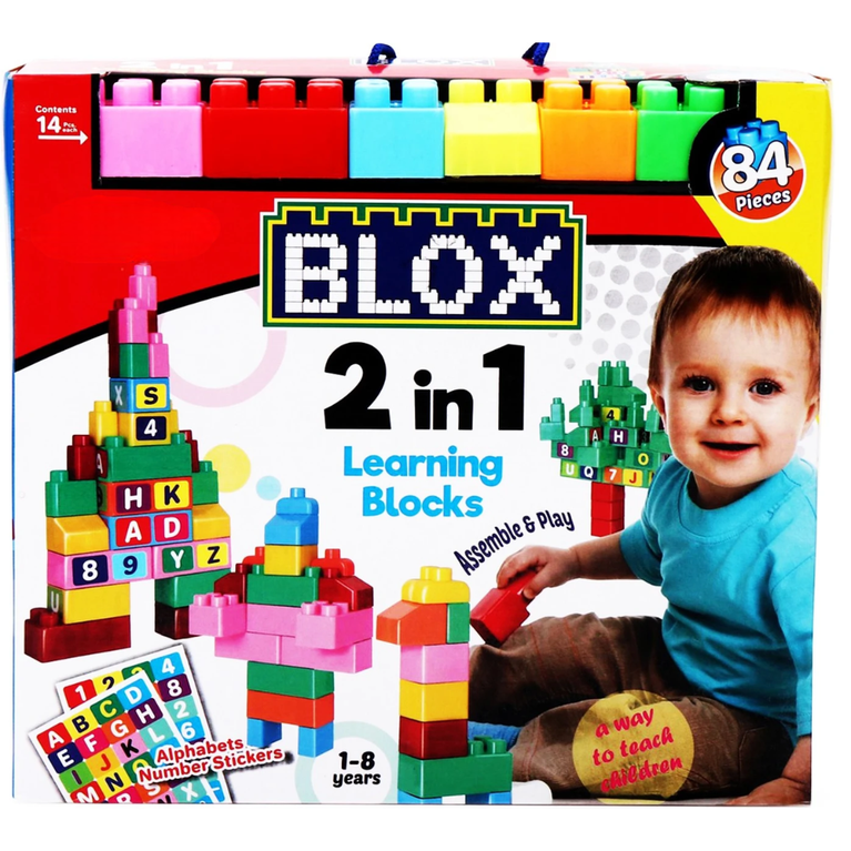 SEEKHO - 2 in 1 Learning Blocks Alphabet & Numbers includes multi-colour brick-sized blocks