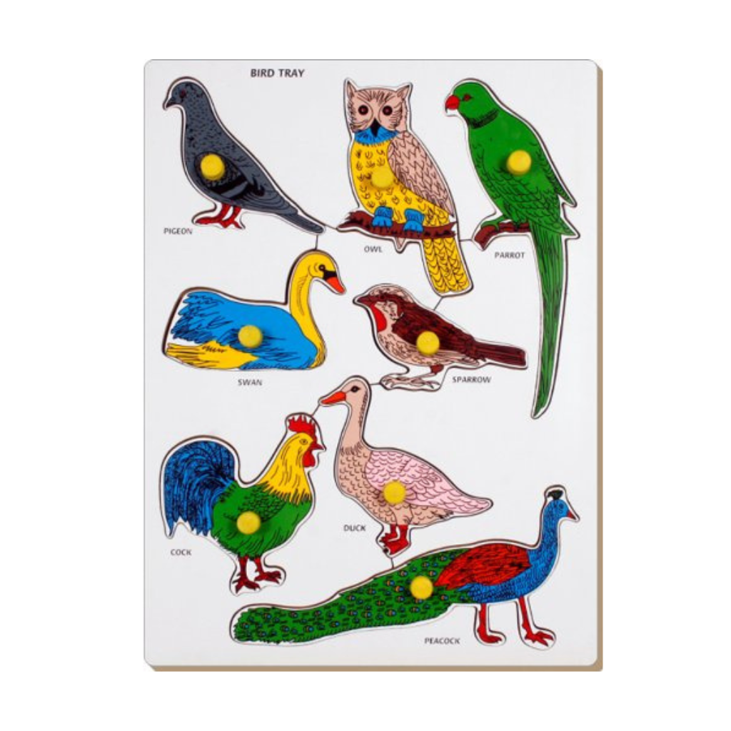 Little Genius - Birds & Parrot Puzzle Tray With Knob
