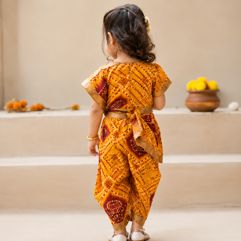 Yellow Bandhani Ethnic Outfit | Festive Traditional Wear Radha Dess