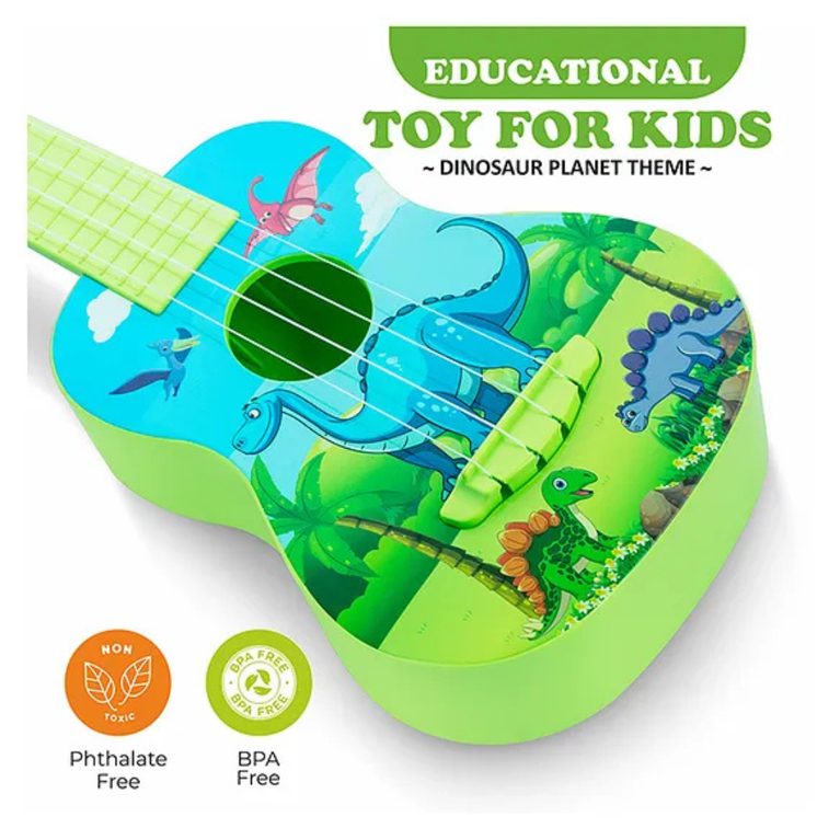 Sunny Dino Print Musical Guitar with 4 Strings