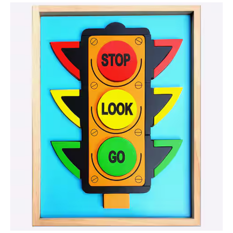 HILIFE -Traffic Light 3D Shape 2 Layer Puzzle ,Wooden Colorful Shape Educational Puzzle Board for Toddlers & Kids