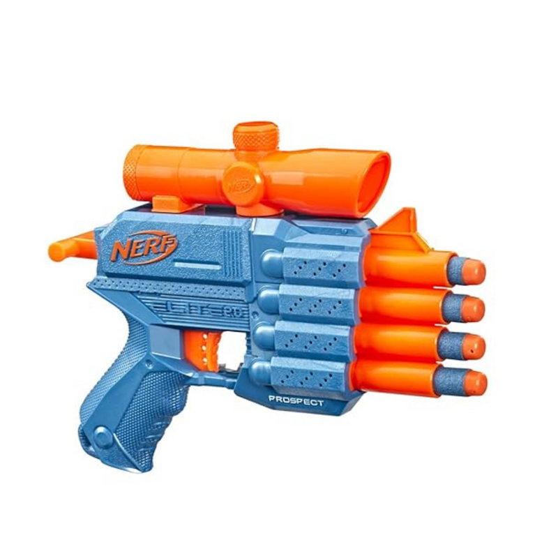 Nerf Elite 2.0 Prospect QS-4 Blaster, 8 Official Elite Darts, 4-Dart Blasting