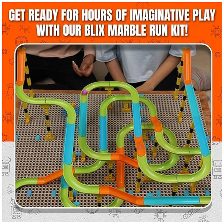Blix Marble Run - 1, 118 Piece Construction Set, Design and Build Your Own Tracks, Marble Run Toys for Kids