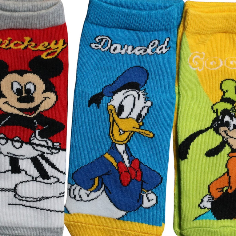 Mickey Mouse & Friends Kids Cotton Ankle Socks | Mickey, Donald Duck & Goofy | Soft & Breathable | Multicolor | Pack of 3