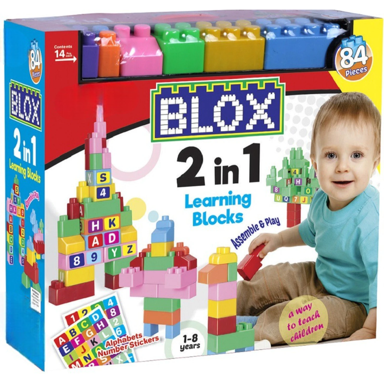 SEEKHO - 2 in 1 Learning Blocks Alphabet & Numbers includes multi-colour brick-sized blocks