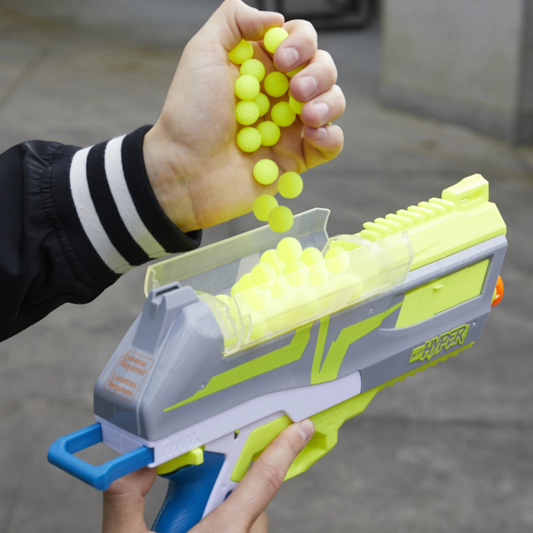 Nerf Hyper Impulse-40 Blaster, 30 Nerf Hyper Rounds, Spring-Open Instant Reload Hopper, Up To 110 FPS Velocity, Eyewear Included, 14Y+