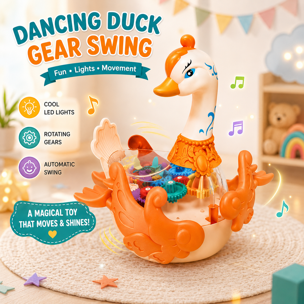 Gear Swan Musical Light & Gear Rotation Toy with Universal Wheel for Kids