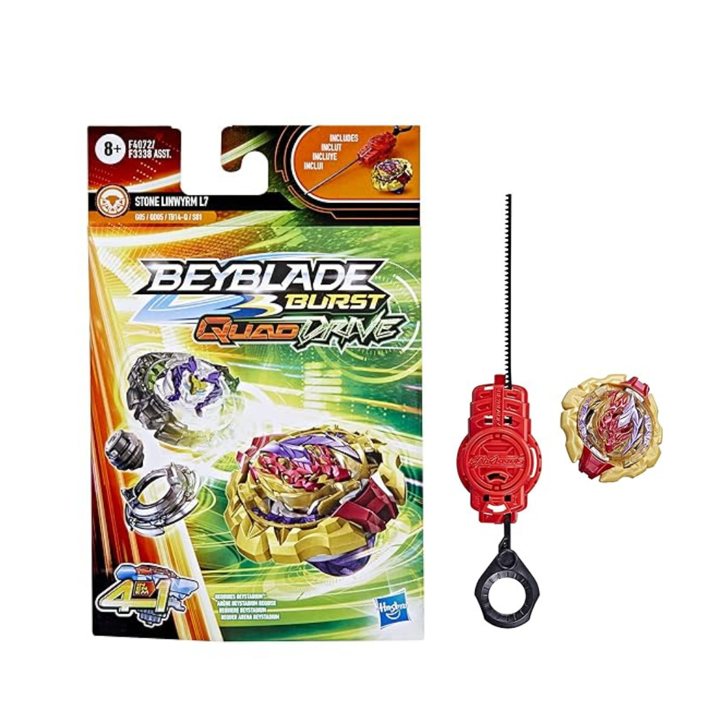 Beyblade Burst Quaddrive Stone Linwyrm L7 Spinning Top Starter Pack with Launcher for Boys and Girls