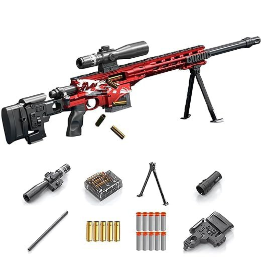 Kids Foam Dart Blaster MSR Sniper Gun Toy with Scope Stand Soft Bullet Shooting Toy for Boys
