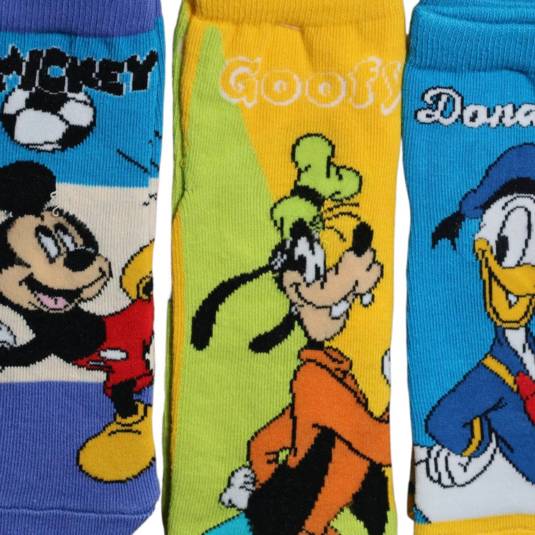 Mickey Mouse & Friends Kids Cotton Ankle Socks | Mickey, Donald Duck & Goofy | Soft & Breathable | Multicolor | Pack of 3