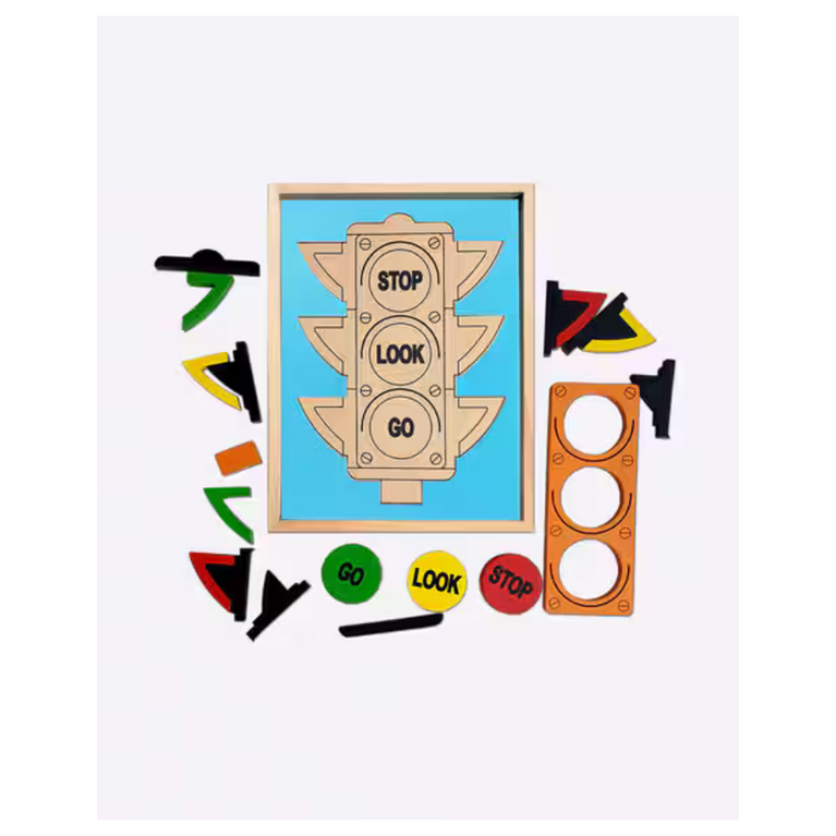HILIFE -Traffic Light 3D Shape 2 Layer Puzzle ,Wooden Colorful Shape Educational Puzzle Board for Toddlers & Kids