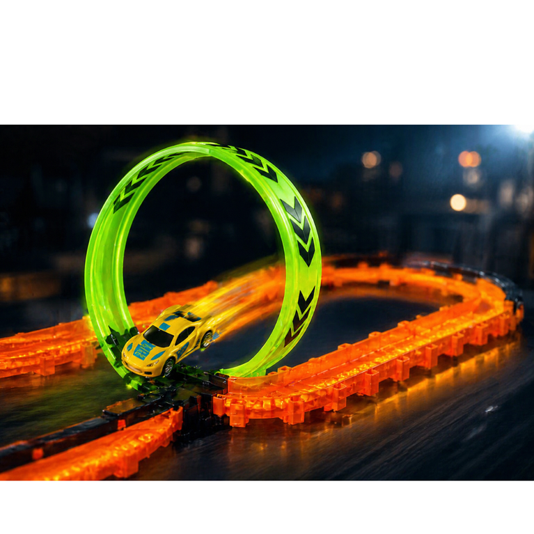 Kids Turbo Racer Loop Track Set High Speed Racing Toy (26 Pieces)