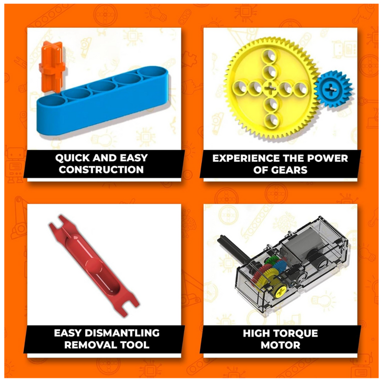 Blix Robotix - Gears Box, Science Kit, Educational DIY Building Set, Construction Toys 100 pieces