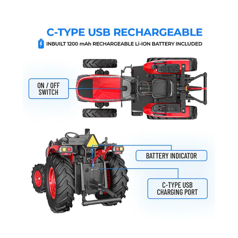 MIRANA TOYS Mirana Toys Mahindra OJA RC Tractor Toy for Kids - Red