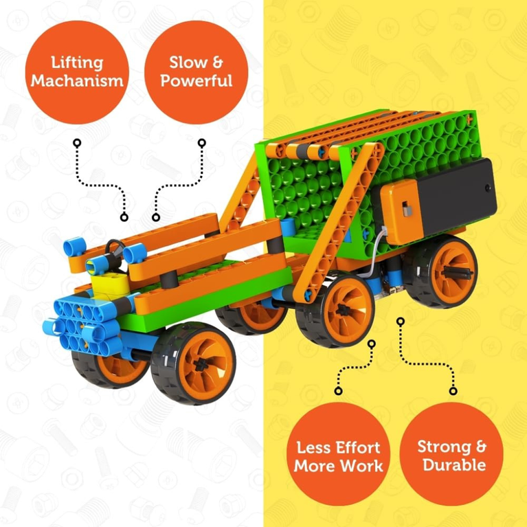 Blix Power Screw STEM Construction Toy Kit with Motorised Gearbox (186 Pieces)