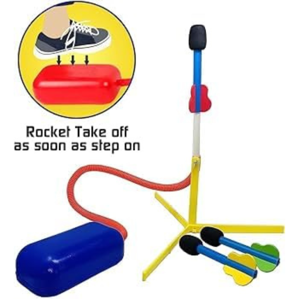 Ninos Kids Jump Rocket Launcher Toy Foot Pump Air Rocket Outdoor Play Set