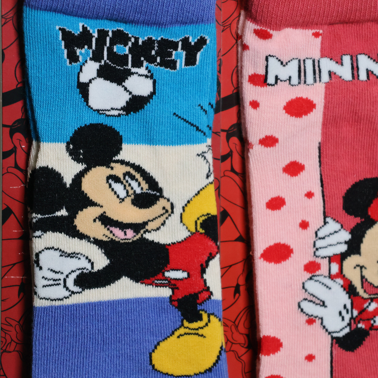 Disney Mickey & Minnie Mouse Kids Cotton Ankle Socks Pack of 2 | Soft & Breathable | Age 4 Years | Multicolor