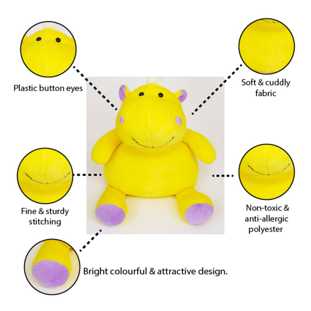 Winmagic- Furrendz Happy Hippo 10 Inch Plush Toy For Kids 1 Years and Above