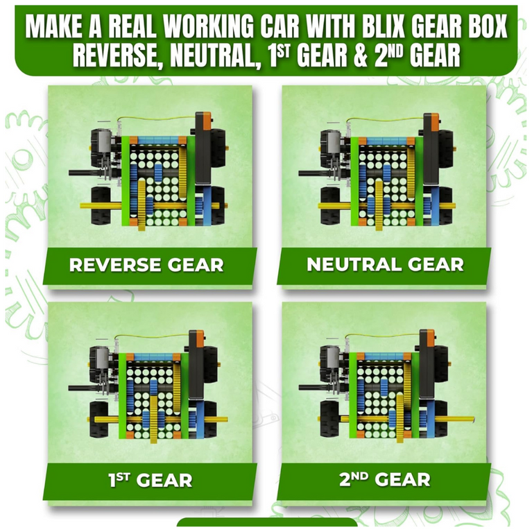 Blix Robotix - Gears Box, Science Kit, Educational DIY Building Set, Construction Toys 100 pieces