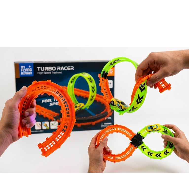 Kids Turbo Racer Loop Track Set High Speed Racing Toy (26 Pieces)
