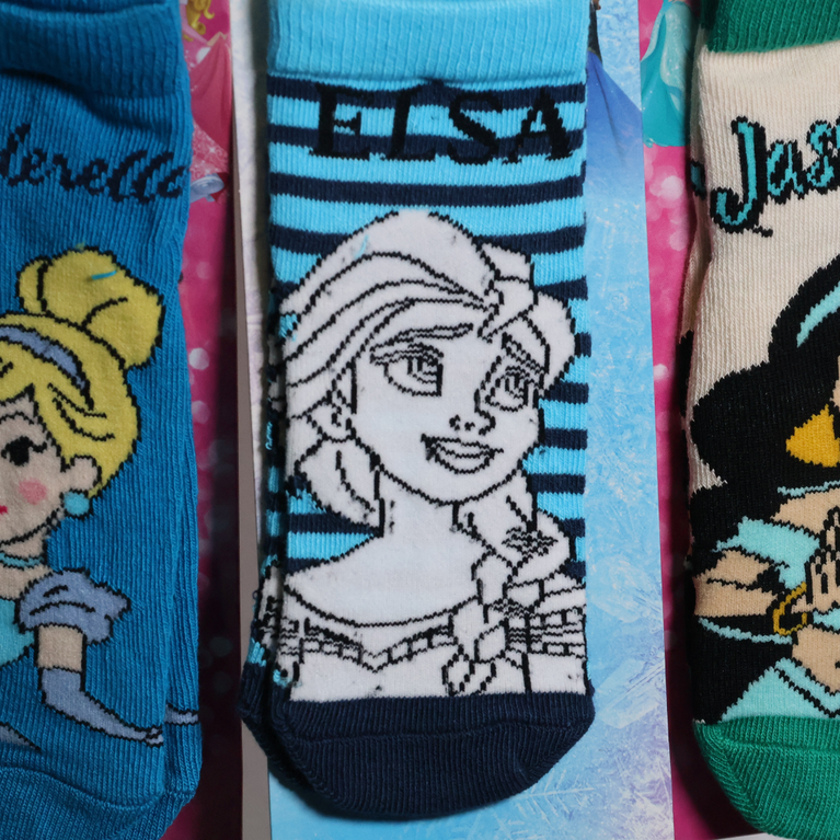 Disney Princess & Frozen Girls Cotton Ankle Socks | Cinderella, Elsa & Jasmine | Soft Breathable Kids Socks | 3-4 YEAR