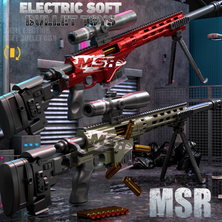 Kids Foam Dart Blaster MSR Sniper Gun Toy with Scope Stand Soft Bullet Shooting Toy for Boys