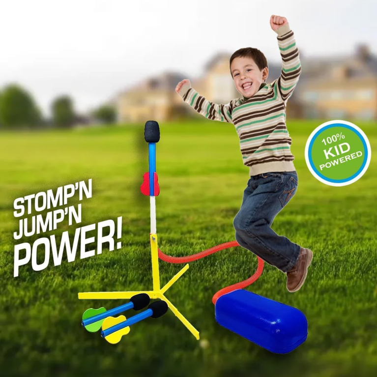 Ninos Kids Jump Rocket Launcher Toy Foot Pump Air Rocket Outdoor Play Set