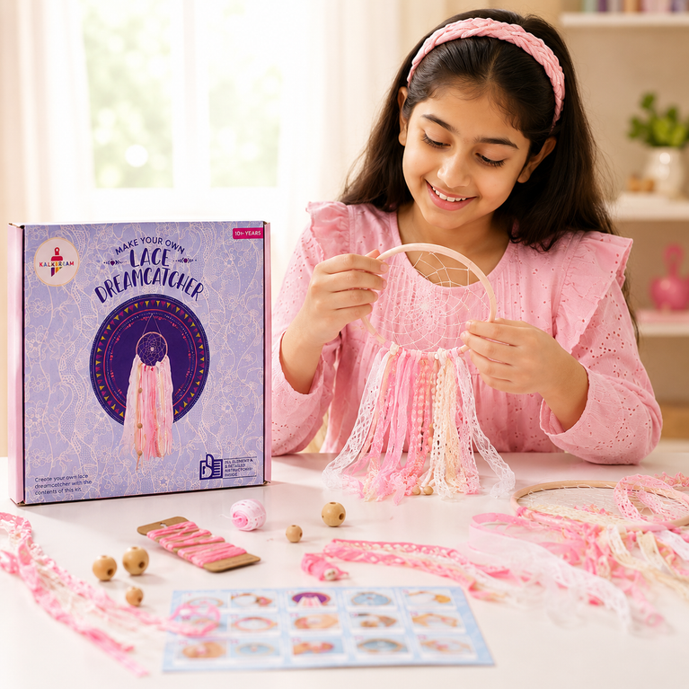 Kalakaram DIY Lace Dream Catcher Making Kit | Create Stunning Dreamcatchers for Home Décor | DIY Kit for Kids & Girls