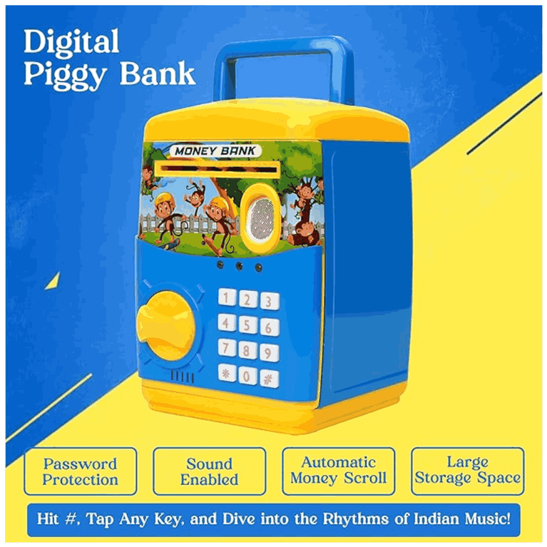 Money Bank Safe Kids with Finger Print Sensor with Electronic Lock, Multicolor