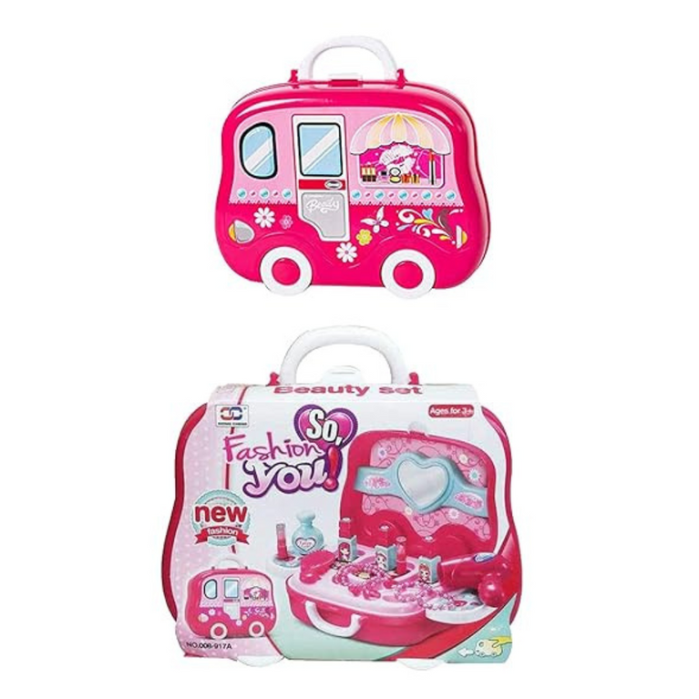 Beauty Makeup Pretend Play Toy Set for Girl with Makeup Accessories and Carry Suitcase