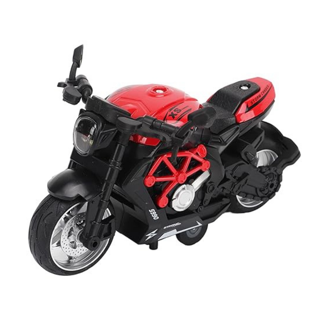 Pullback Motorcycle Toy with Music and Lights, Latte Design, for Boys Ages 3-8